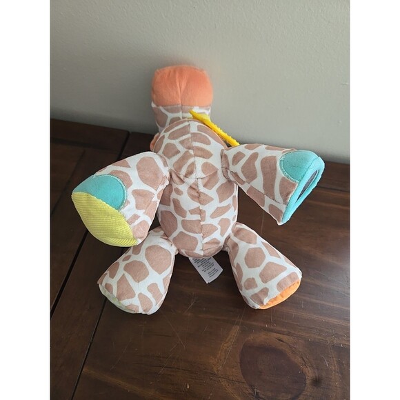 Carters Stuffed Plush Giraffe Orange Brown Tan Crinkle Rattle Teething Ring 10" - Picture 6 of 6